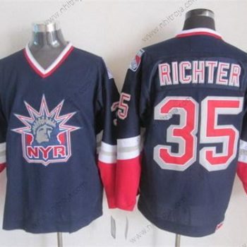 Herrar New York Rangers #35 Mike Richter Marin Blå Retro CCM Tröjor