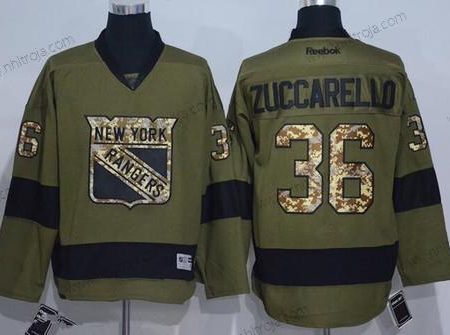 Herrar New York Rangers #36 Mats Zuccarello Grön Salute to Service Stitched NHL Reebok Hockey Tröjor