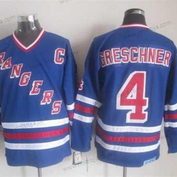 Herrar New York Rangers #4 Ron Greschner Blå CCM Vintage Tröjor