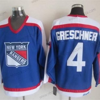 Herrar New York Rangers #4 Ron Greschner Blå With Vit Retro CCM Tröjor