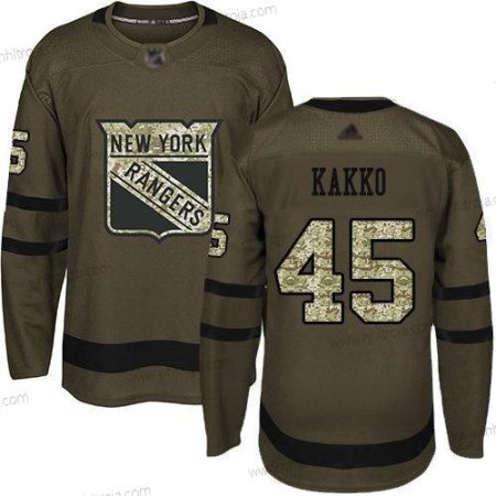 Herrar New York Rangers #45 Kaapo Kakko Grön Salute to Service Stitched Hockey Tröjor