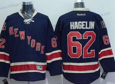 Herrar New York Rangers #62 Carl Hagelin Marin Blå Tredje tröjan 85Th Tröjor