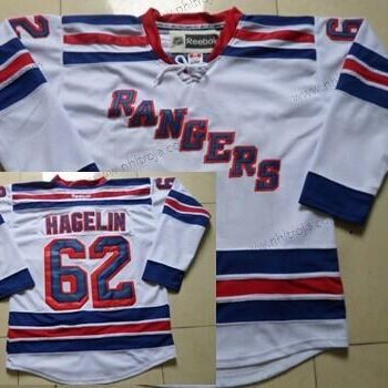 Herrar New York Rangers #62 Carl Hagelin Vit Tröjor