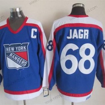 Herrar New York Rangers #68 Jaromir Jagr Blå With Vit Retro CCM Tröjor