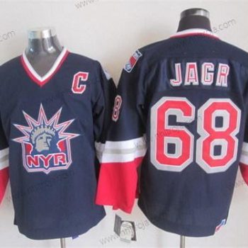 Herrar New York Rangers #68 Jaromir Jagr Marin Blå Retro CCM Tröjor