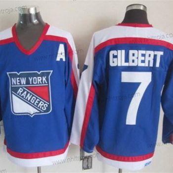 Herrar New York Rangers #7 Rod Gilbert Blå With Vit Retro CCM Tröjor