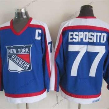 Herrar New York Rangers #77 Phil Esposito Blå With Vit CCM Vintage Tröjor