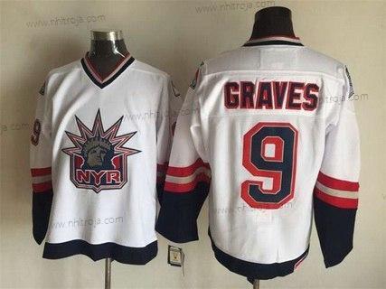 Herrar New York Rangers #9 Adam Graves 1996-97 Vit CCM Vintage Tröjor