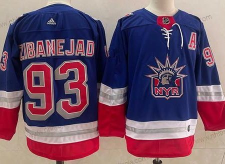 Herrar New York Rangers #93 Mika Zibanejad Blå 2021 Retro Stitched NHL Tröjor