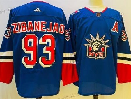 Herrar New York Rangers #93 Mika Zibanejad Blå 2022-23 Omvänd Retro Stitched Tröjor