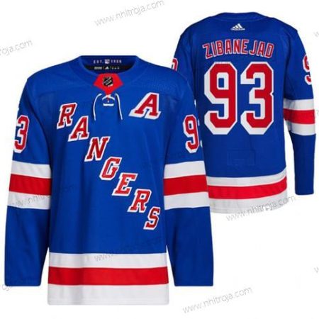 Herrar New York Rangers #93 Mika Zibanejad Blå Stitched Tröjor