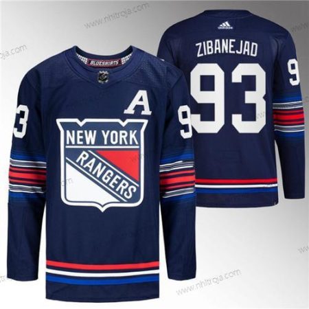 Herrar New York Rangers #93 Mika Zibanejad Marin Stitched Tröjor