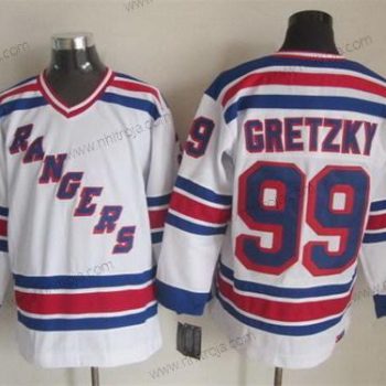 Herrar New York Rangers #99 Wayne Gretzky 1993 Vit Retro CCM Tröjor