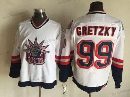 Herrar New York Rangers #99 Wayne Gretzky 1996-97 Vit CCM Vintage Tröjor