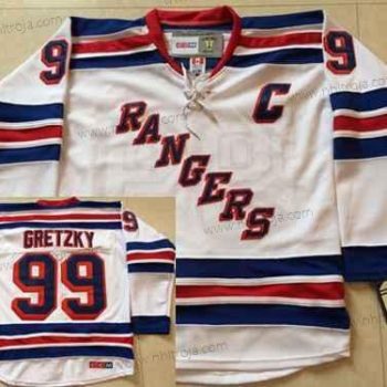 Herrar New York Rangers #99 Wayne Gretzky 1999-00 Vit CCM Vintage Tröjor