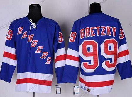 Herrar New York Rangers #99 Wayne Gretzky Blå Retro CCM Tröjor