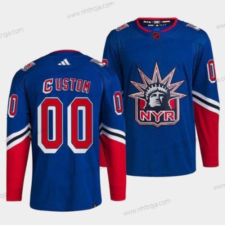 Herrar New York Rangers Skräddarsydda Blå 2022 Omvänd Retro Stitched Tröjor