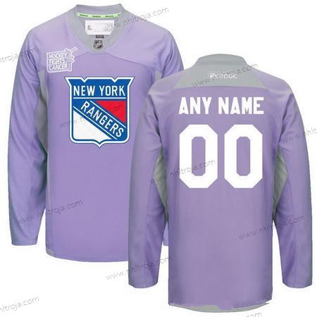 Herrar New York Rangers Skräddarsydda Lila Rosa Reebok Hockey Bekämpar cancer Träning Tröjor