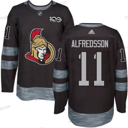 Herrar Ottawa Senators #11 Daniel Alfredsson Svart 1917-2017 100th Jubileum Stitched NHL Tröjor