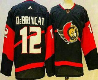 Herrar Ottawa Senators #12 Alex Debrincat Svart 2022 Omvänd Retro Autentisk Tröjor