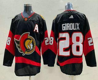 Herrar Ottawa Senators #28 Claude Giroux Svart 2022 Omvänd Retro Autentisk Tröjor