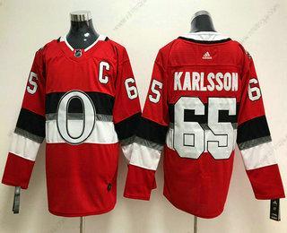 Herrar Ottawa Senators #65 Erik Karlsson Röd With C Patch 2018 Vinter Klassisk Stitched NHL Hockey Tröjor