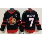 Herrar Ottawa Senators #7 Brady Tkachuk Svart With C Patch Autentisk Tröjor