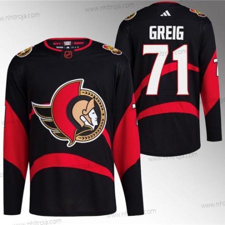 Herrar Ottawa Senators #71 Ridly Greig Svart Omvänd Retro Stitched Tröjor