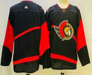 Herrar Ottawa Senators Blank Svart 2022 Omvänd Retro Autentisk Tröjor