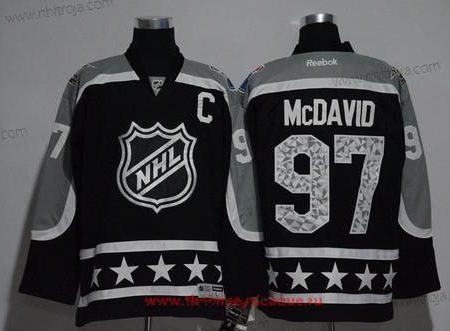 Herrar Pacific Division Edmonton Oilers #97 Connor Mcdavid Reebok Svart 2017 NHL All-Star Stitched Ice Hockey Tröjor