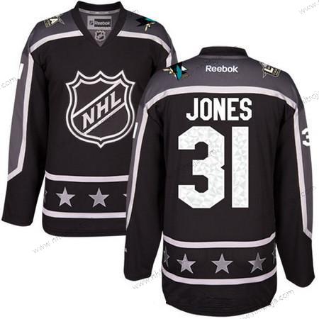 Herrar Pacific Division San Jose Sharks #31 Martin Jones Reebok Svart 2017 NHL All-Star Stitched Ice Hockey Tröjor