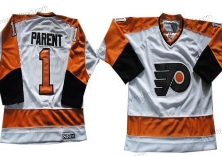 Herrar Philadelphia Flyers #1 Bernie Parent Vit Retro CCM Tröjor