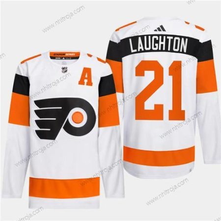 Herrar Philadelphia Flyers #21 Scott Laughton Vit 2024 Stadium Series Stitched Tröjor