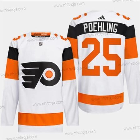 Herrar Philadelphia Flyers #25 Ryan Poehling Vit 2024 Stadium Series Stitched Tröjor