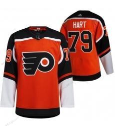 Herrar Philadelphia Flyers #79 Carter Hart Orange 2021 Omvänd Retro Autentisk Tröjor