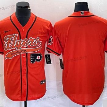 Herrar Philadelphia Flyers Blank Orange Cool Base Stitched Baseball Tröjor