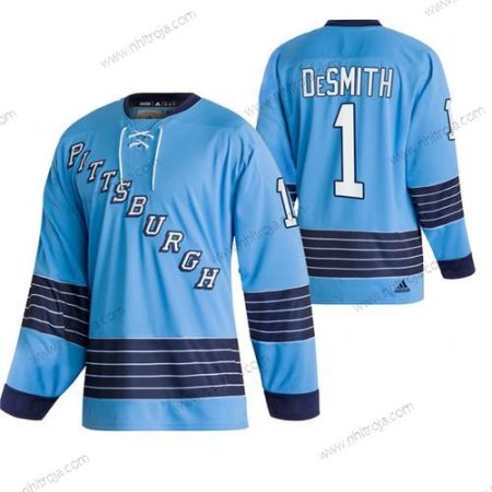 Herrar Pittsburgh Penguins #1 Casey Desmith 2022 Blå Classics Stitched Tröjor