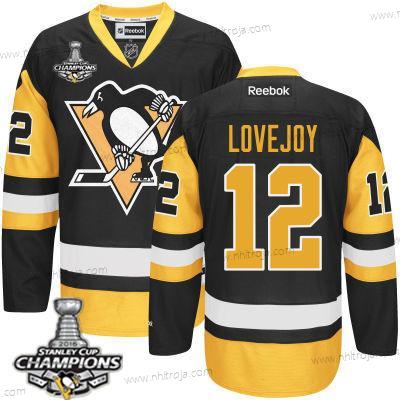 Herrar Pittsburgh Penguins #12 Ben Lovejoy Svart Tredje tröjan Tröjor 2017 Stanley Cup Champions Patch