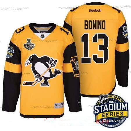 Herrar Pittsburgh Penguins #13 Nick Bonino Gul Stadium Series 2017 Stanley Cup Finals Patch Stitched NHL Reebok Hockey Tröjor