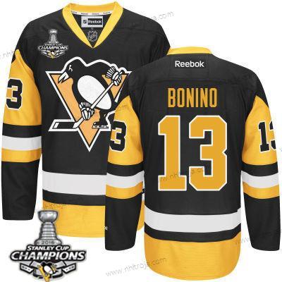 Herrar Pittsburgh Penguins #13 Nick Bonino Svart Tredje tröjan Tröjor 2017 Stanley Cup Champions Patch