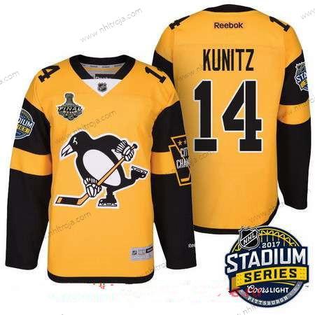 Herrar Pittsburgh Penguins #14 Chris Kunitz Gul Stadium Series 2017 Stanley Cup Finals Patch Stitched NHL Reebok Hockey Jerse