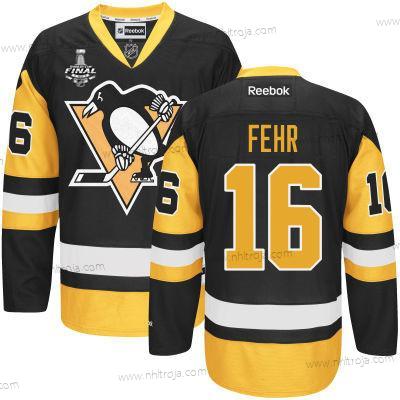 Herrar Pittsburgh Penguins #16 Eric Fehr Svart Tredje tröjan 2017 Stanley Cup NHL Finals Patch Tröjor