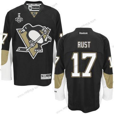 Herrar Pittsburgh Penguins #17 Bryan Rust Svart Team Color 2017 Stanley Cup NHL Finals Patch Tröjor