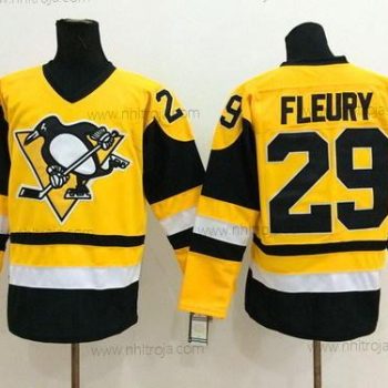 Herrar Pittsburgh Penguins #29 Marc-Andre Fleury Gul Retro CCM Tröjor