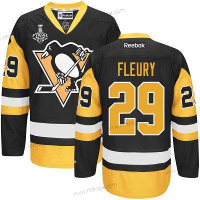 Herrar Pittsburgh Penguins #29 Marc-Andre Fleury Svart Tredje tröjan 2017 Stanley Cup NHL Finals Patch Tröjor