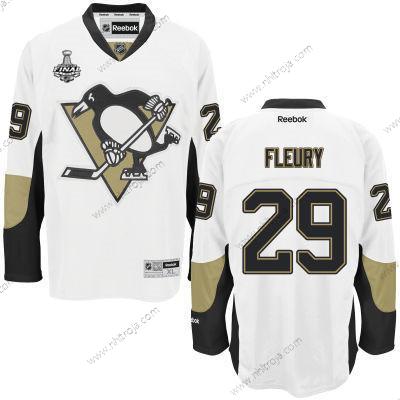 Herrar Pittsburgh Penguins #29 Marc-Andre Fleury Vit Road 2017 Stanley Cup NHL Finals Patch Tröjor