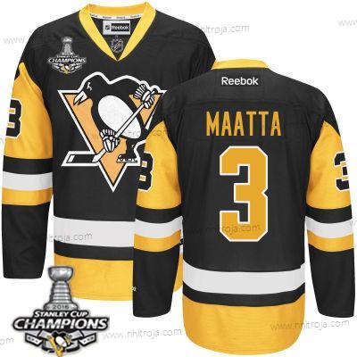 Herrar Pittsburgh Penguins #3 Olli Maatta Svart Tredje tröjan Tröjor 2017 Stanley Cup Champions Patch