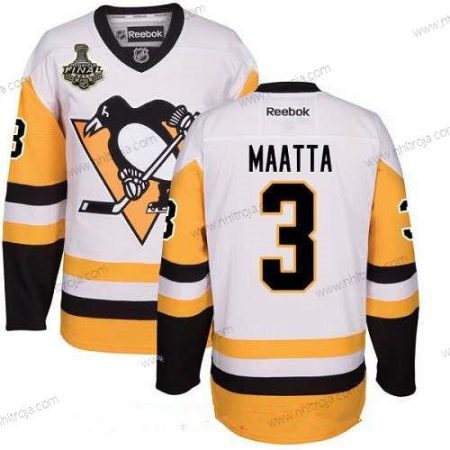 Herrar Pittsburgh Penguins #3 Olli Maatta Vit Tredje tröjan 2017 Stanley Cup Finals Patch Stitched NHL Reebok Hockey Tröjor