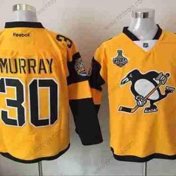 Herrar Pittsburgh Penguins #30 Matt Murray Gul Stadium Series 2017 Stanley Cup Finals Patch Stitched NHL Reebok Hockey Tröjor