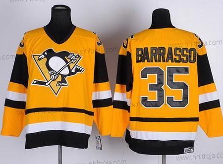 Herrar Pittsburgh Penguins #35 Tom Barrasso Gul Retro CCM Tröjor